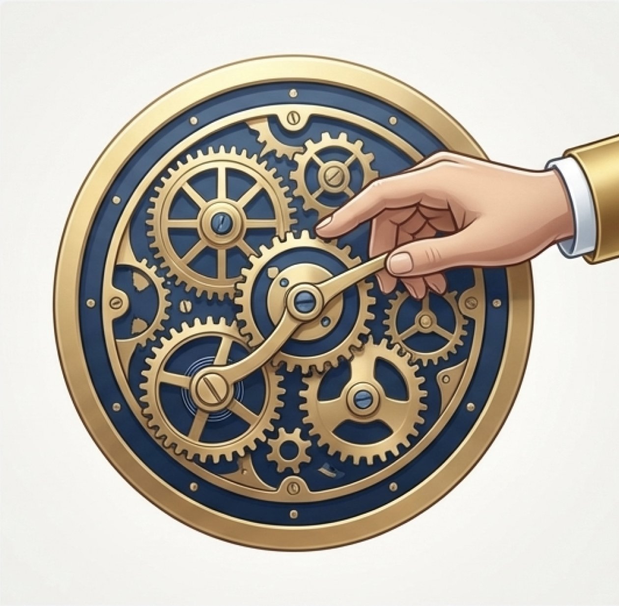 Human Oversight - Hand adjusting gears representing human control over AI systems